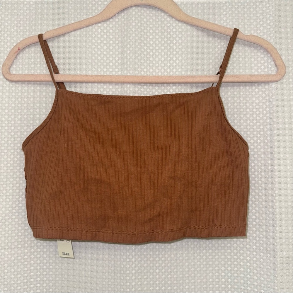 Aerie ribbed crop tank lace back M NWT - Picture 2 of 4